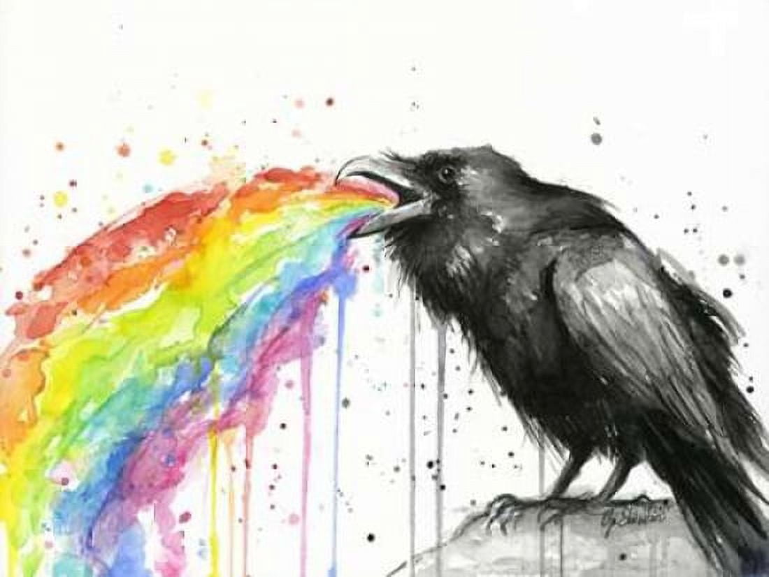 Posterazzi Raven Tastes the Rainbow Canvas Art - Olga Shvartsur (18 x 24)
