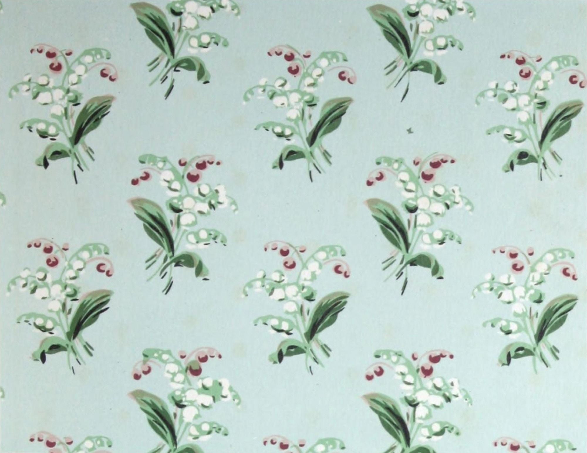 Posterazzi Re-creating old American designs in wall paper 1941 Lily of the Valley Canvas Art - Nancy McClelland (24 x 36)