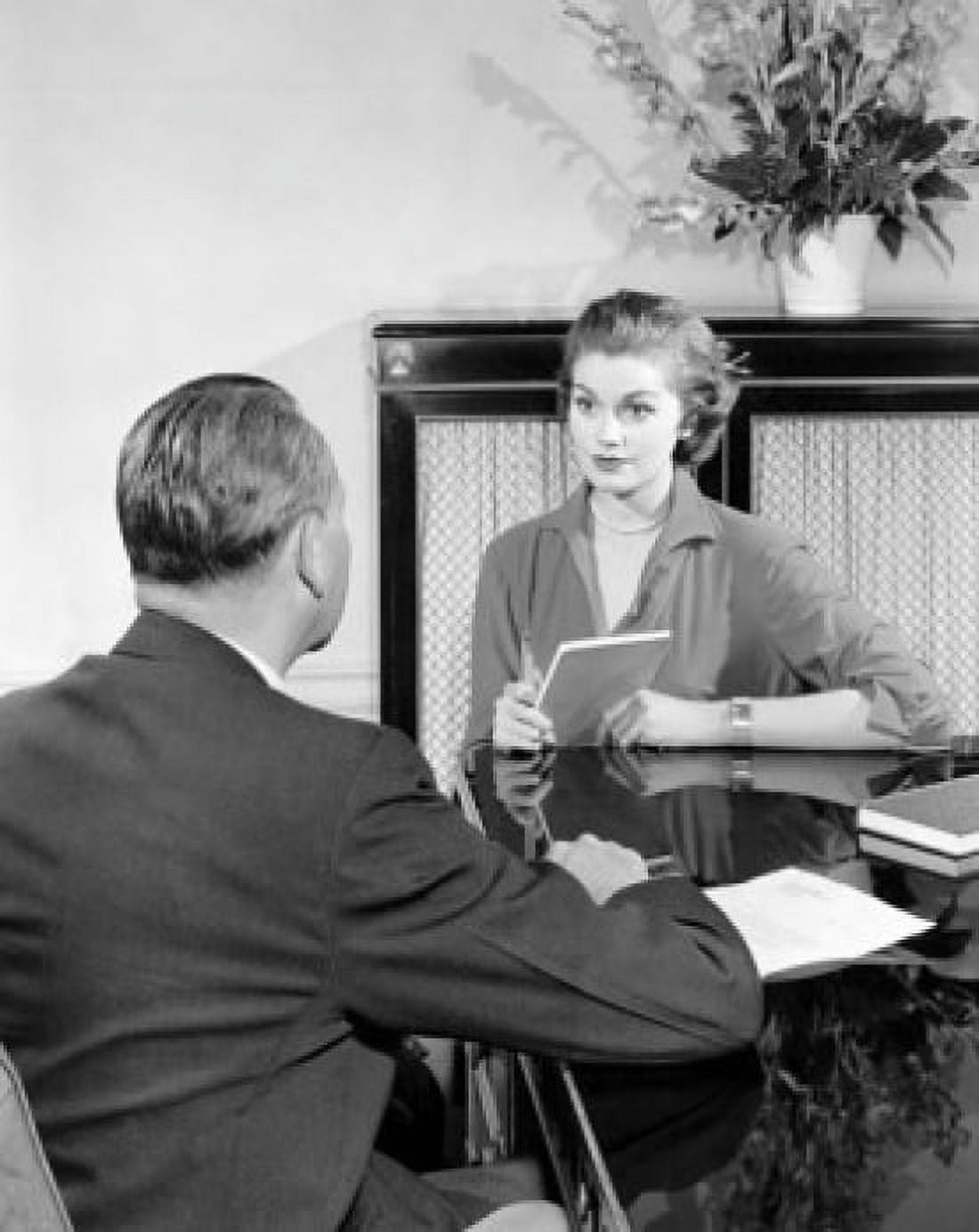 Posterazzi Rear view of a businessman dictating to his secretary Canvas Art - (24 x 36)