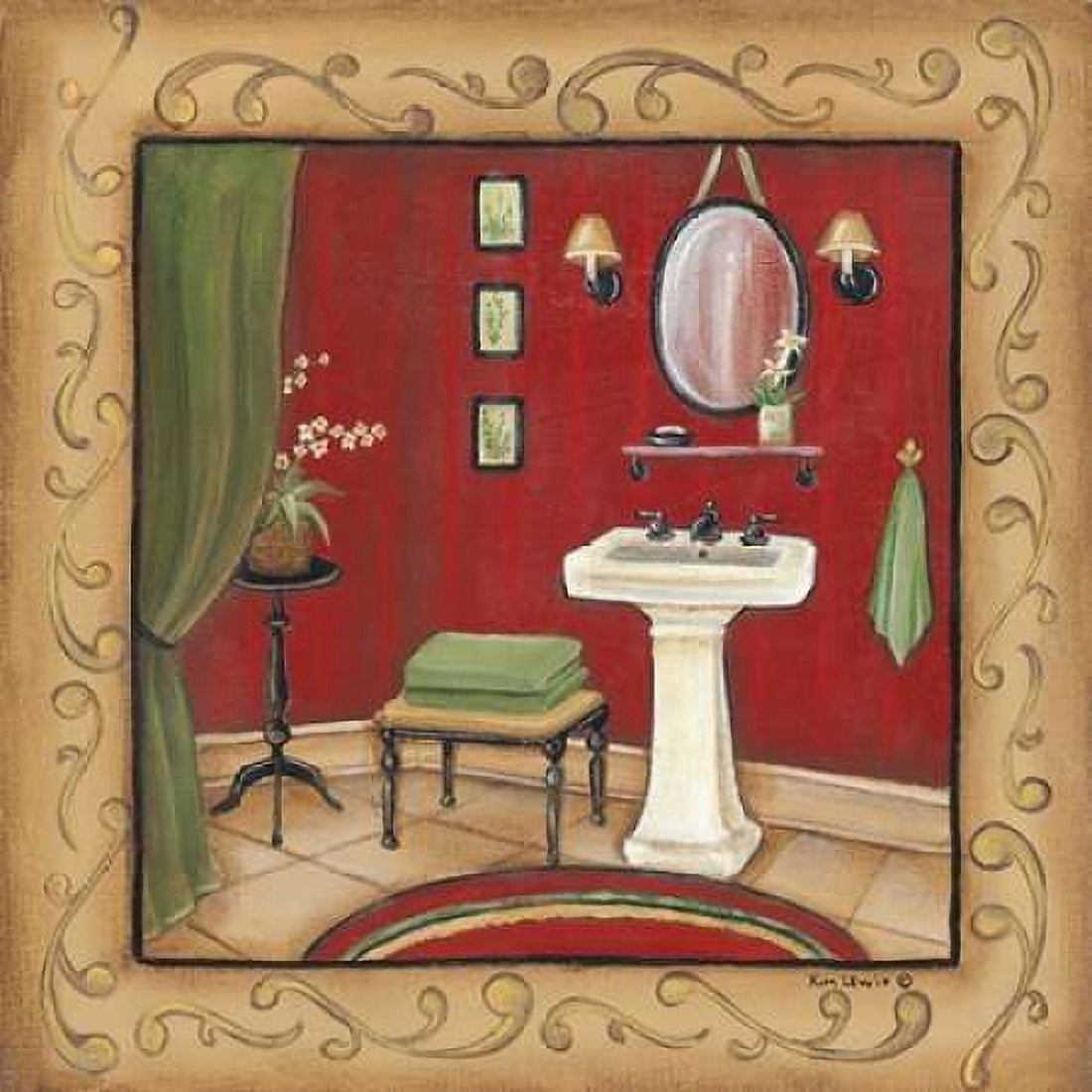 Posterazzi Red Bathroom Sink Canvas Art - Kim Lewis (24 x 24)