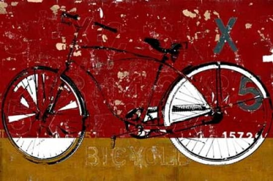 Posterazzi Red Bicycle Canvas Art - Daryl Thetford (24 x 36)