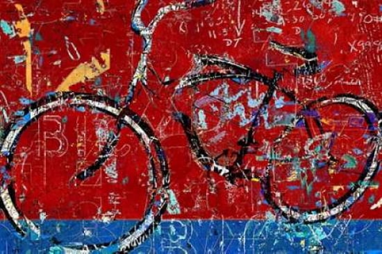 Posterazzi Red Graffiti Bike Canvas Art - Daryl Thetford (24 x 36)