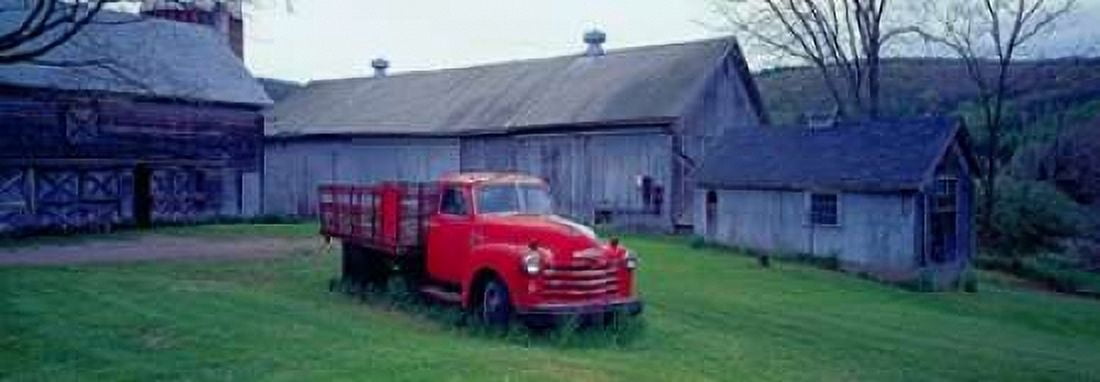 Posterazzi Red Vintage Pickup Canvas Art - Richard Berenholtz (24 x 48)