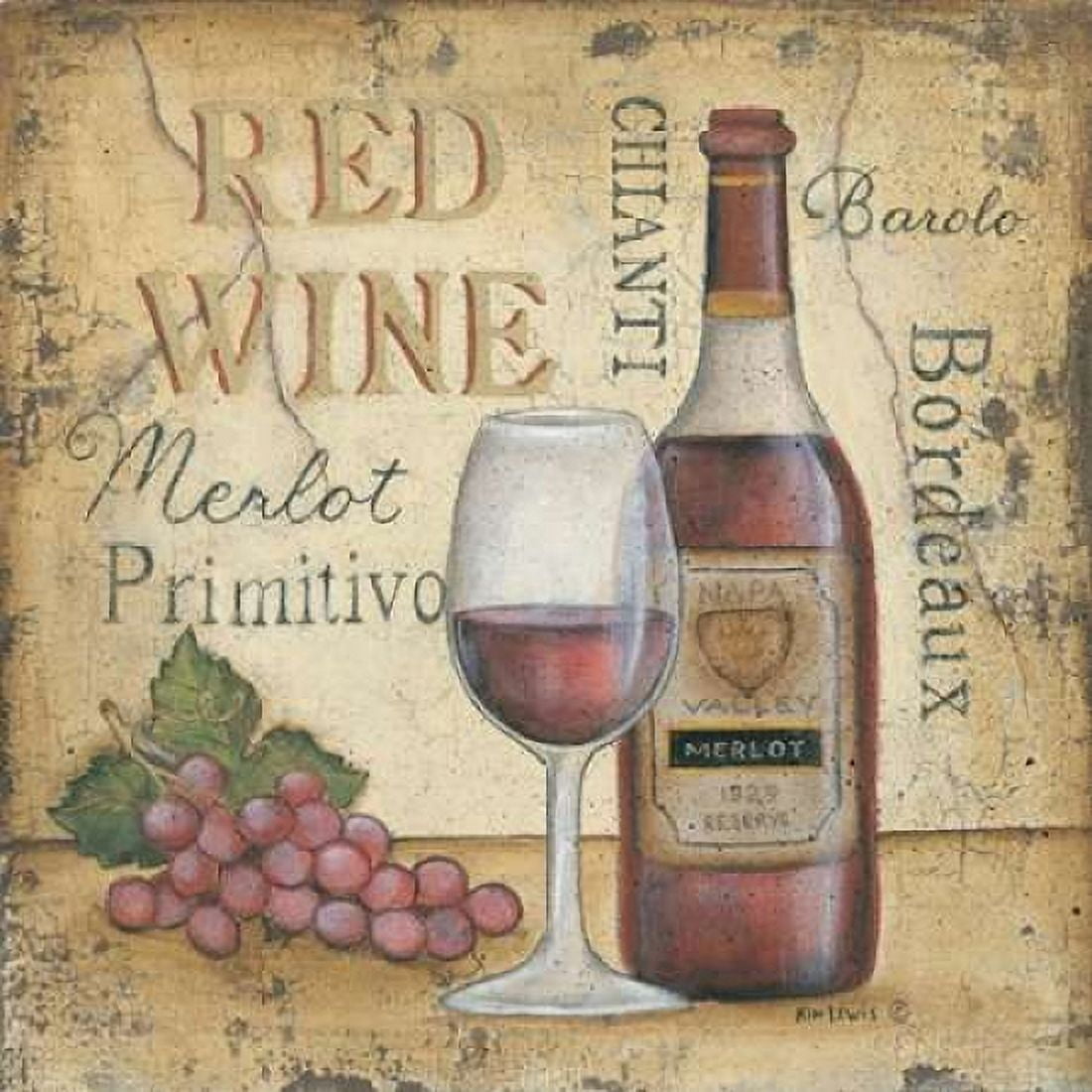 Posterazzi Red Wine Canvas Art - Kim Lewis (24 x 24)