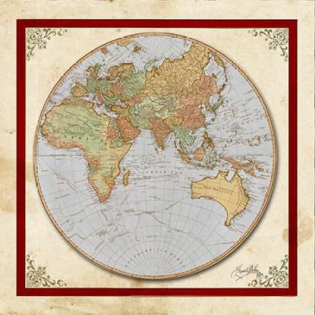 Posterazzi Red and Cream Map II Canvas Art - Elizabeth Medley (24 x 24)