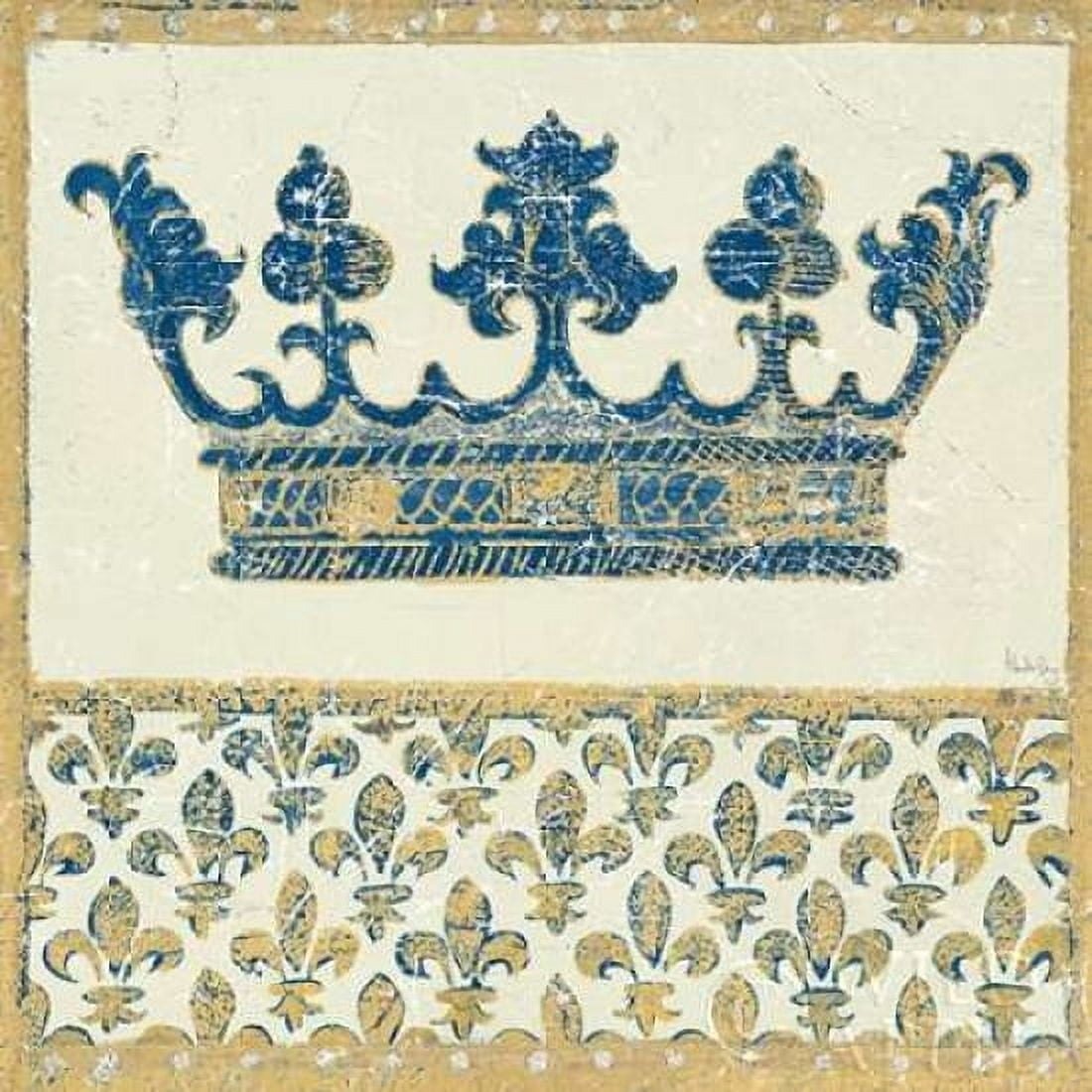 Posterazzi Regal Crown Indigo and Cream Canvas Art - Meloushka Designs (24 x 24)