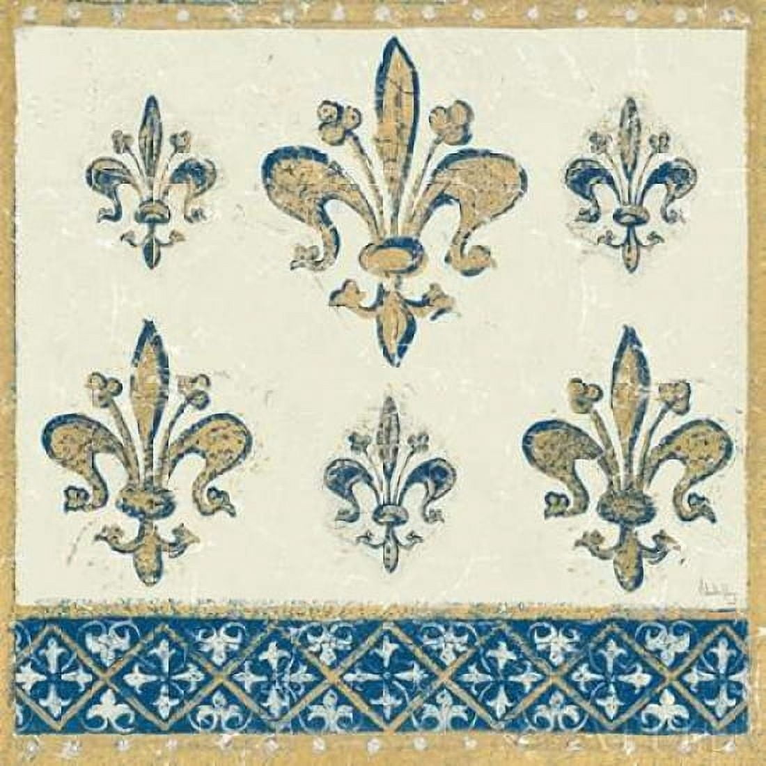Posterazzi Regal Fleur de Lis Indigo and Cream Canvas Art - Meloushka Designs (24 x 24)