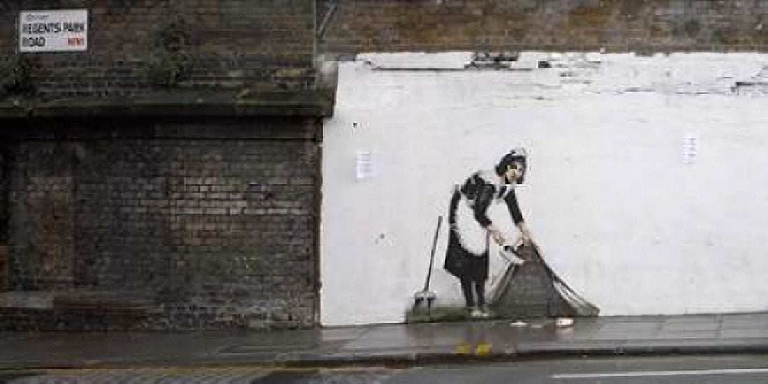 Posterazzi Regents Park Rd Camden London-graffiti attributed to Banksy Canvas Art - Richard Bryant (24 x 48)