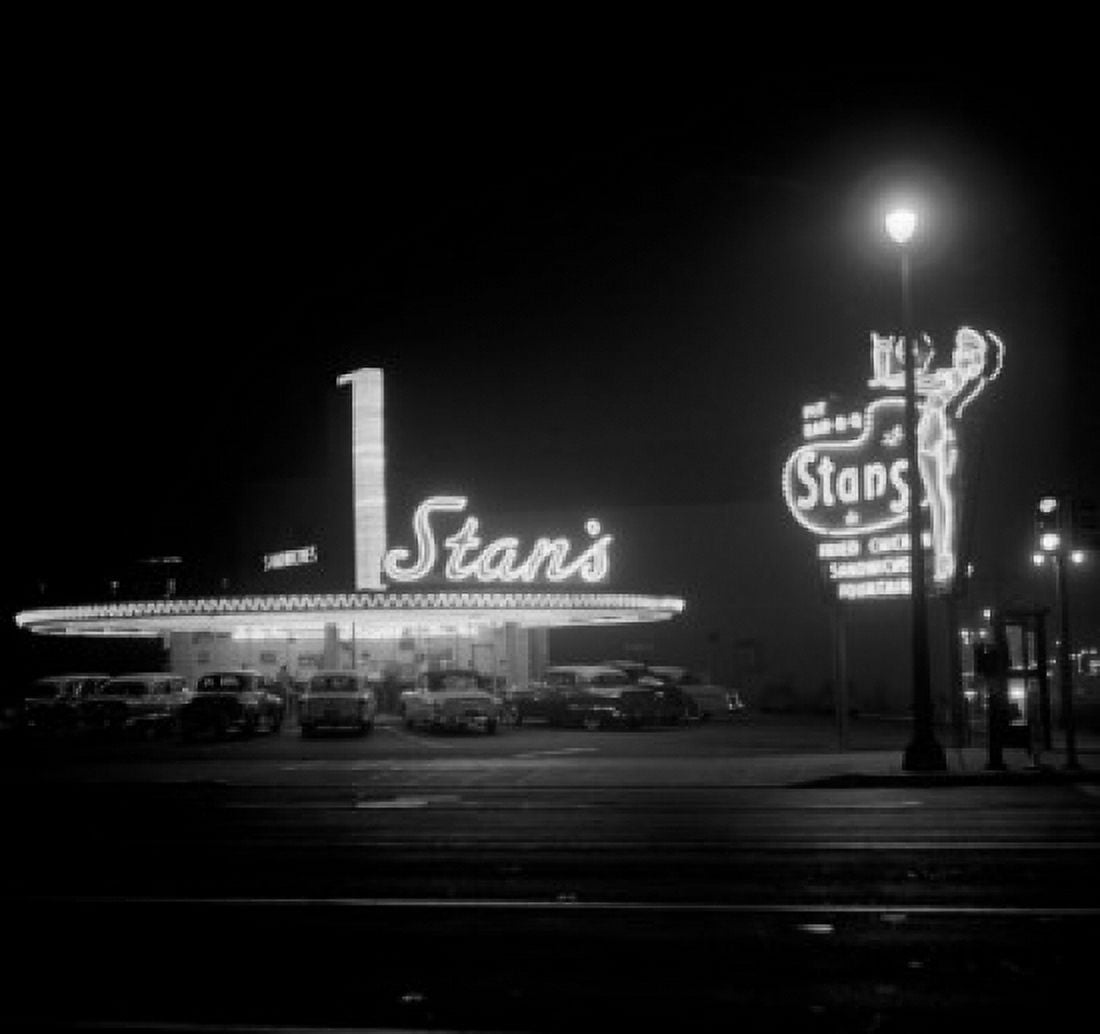 Posterazzi Restaurant with shining neon during night Canvas Art - (24 x 36)