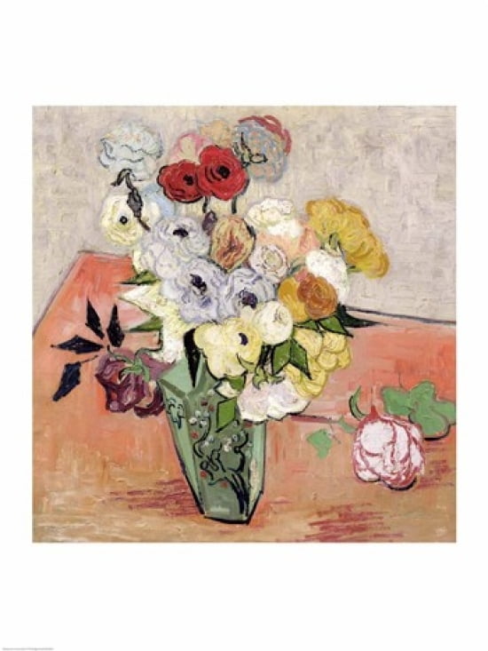 Posterazzi Roses and Anemones 1890 Canvas Art - Vincent Van Gogh (24 x 36)