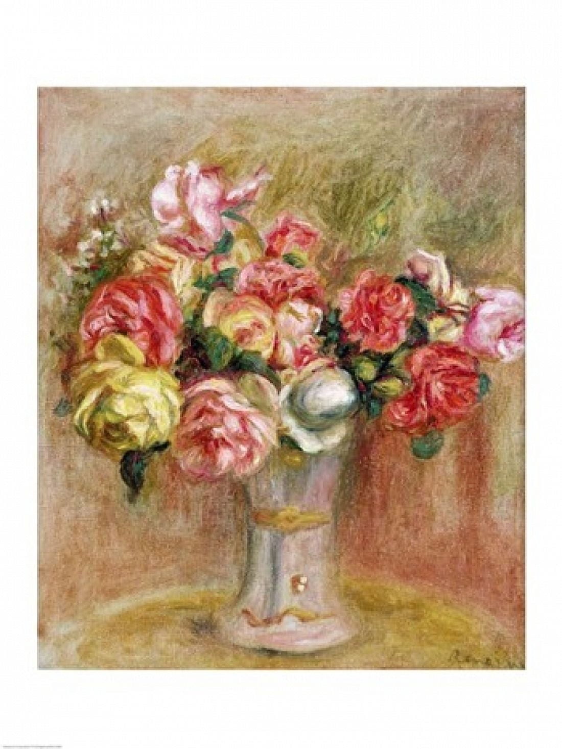 Posterazzi Roses in a Sevres vase Canvas Art - Pierre-Auguste Renoir (24 x 36)