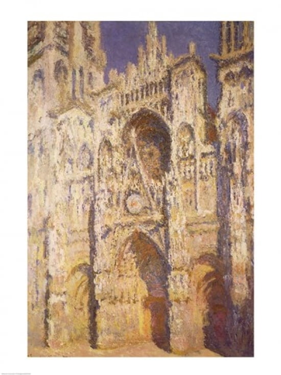 Posterazzi Rouen Cathedral in Full Sunlight Harmony in Blue and Gold 1894 Canvas Art - Claude Monet (24 x 36)