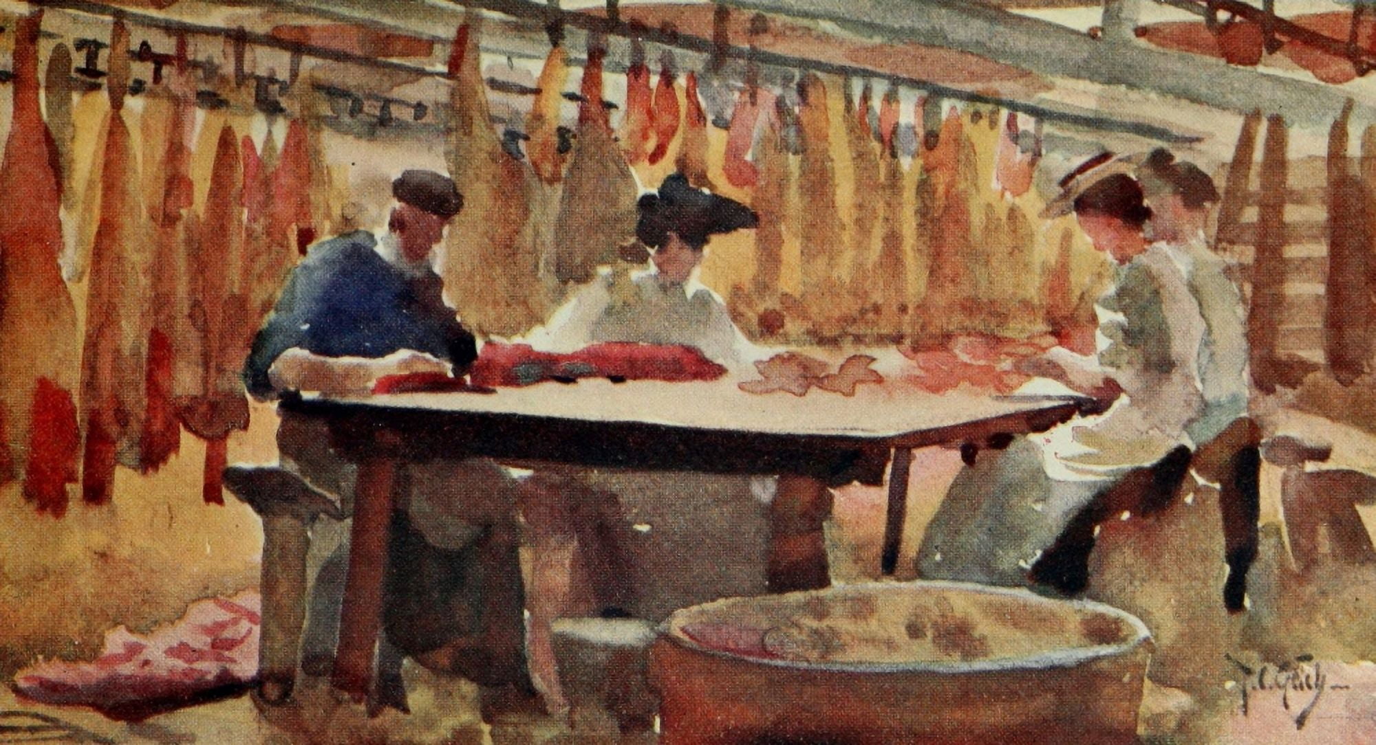 Posterazzi Round about Wiltshire 1907 A bacon factory Canvas Art - Thomas Cooper Gotch (24 x 36)