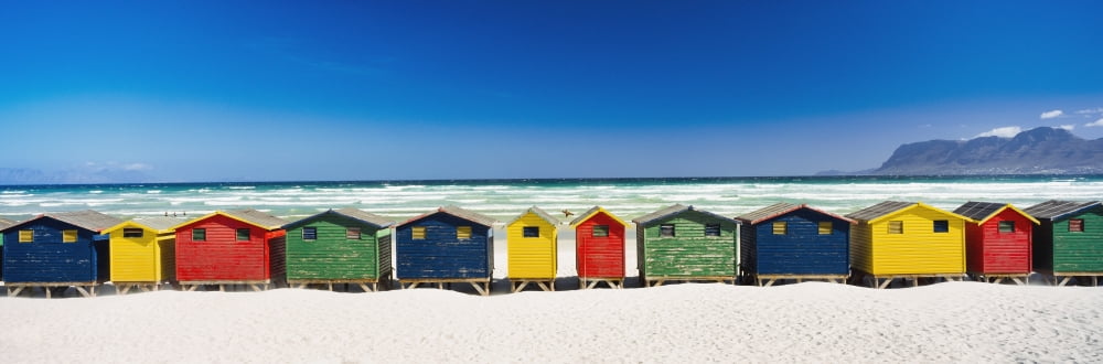 Posterazzi Row Of Beach Houses On Beach Canvas Art - Ian Cumming Design Pics (44 x 15)