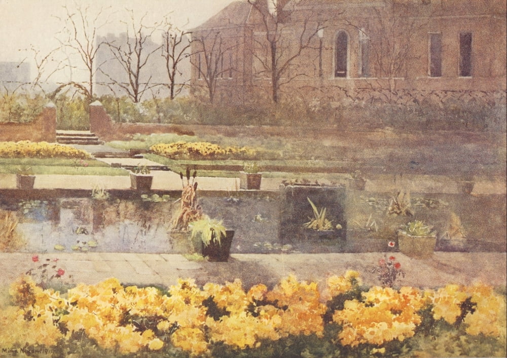 Posterazzi Royal Palaces & Gardens 1916 Dutch Garden Kensington Palace Canvas Art - Mima Nixon (24 x 36)