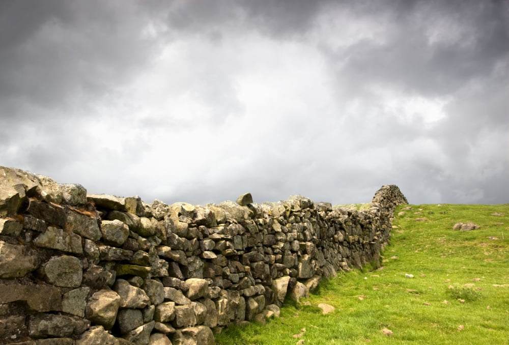 Posterazzi Rustic Stone Fence Northumberland England Canvas Art - John Short Design Pics (36 x 24)