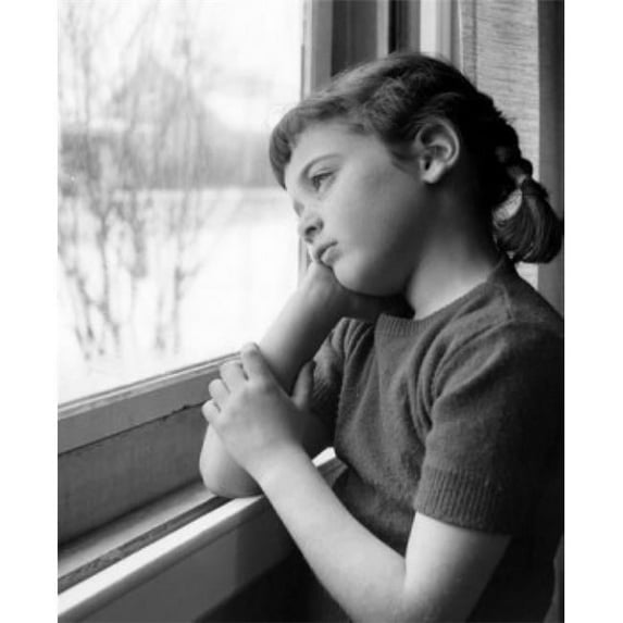 Posterazzi SAL25514402 Melancholic Girl Looking Through Window Poster Print - 18 x 24 in.