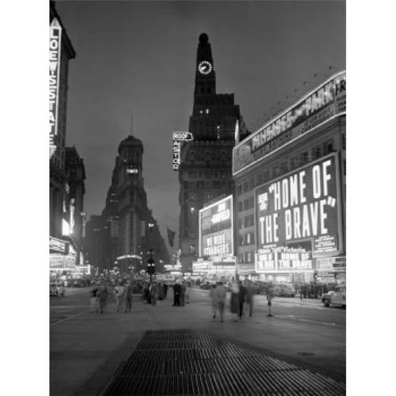 Posterazzi SAL255424009 USA New York State New York City Times Square at Night 1949 Poster Print - 18 x 24 in.