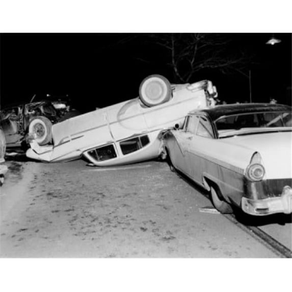 Posterazzi SAL255424323 USA Massachusetts Worcester Car Crash Scene at Night Poster Print - 18 x 24 in.
