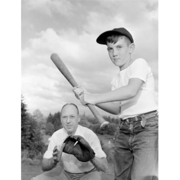 Posterazzi SAL255424468 Father & Son Playing Baseball Poster Print - 18 x 24 in.