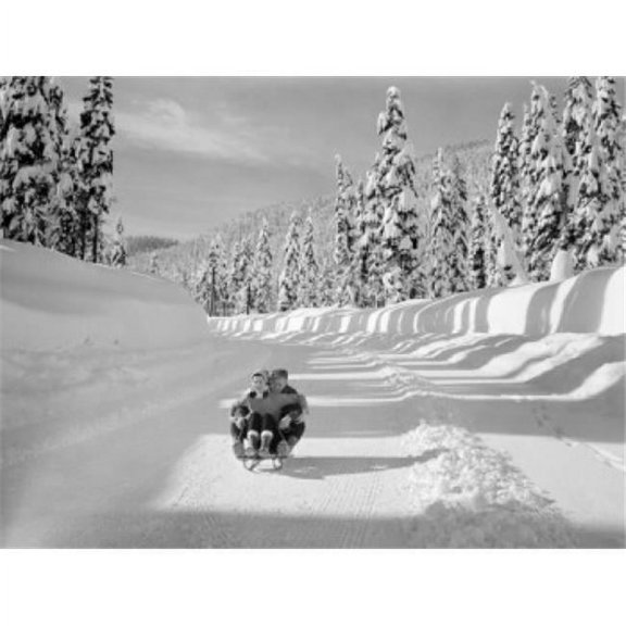 Posterazzi SAL255424544 Young Couple Riding Sledge Poster Print - 18 x 24 in.