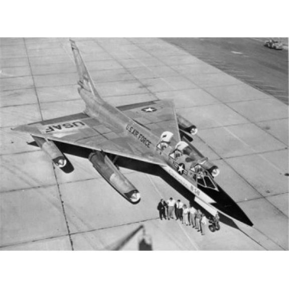 Posterazzi SAL25543866 High Angle View of a Group of People Standing Near a Fighter Plane B-58 Hustler Poster Print - 18 x 24 in.