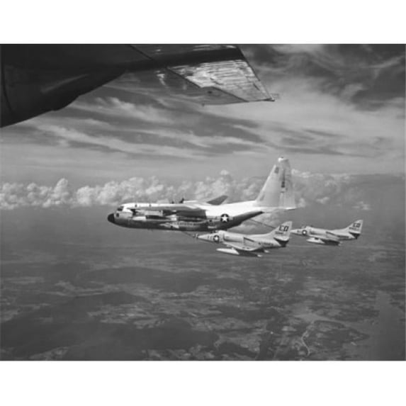 Posterazzi SAL25544023 Military Tanker Airplane Refueling a Fighter Plane in Flight 67T Lockheed Gv-1 Hercules Refuel Tanker US Marine Poster Print - 18 x 24 in.