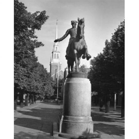 Posterazzi SAL25545042 USA Massachusetts Boston Low Angle View of Paul Revere Statue Poster Print - 18 x 24 in.