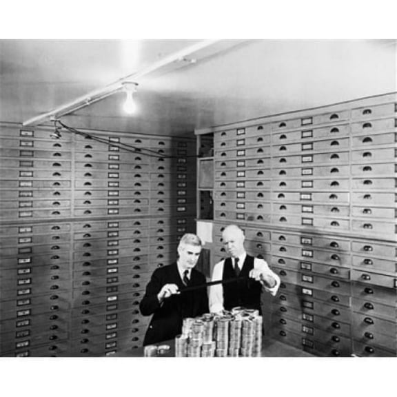 Posterazzi SAL25547960 Two Businessmen Standing in a Microfilm Vault Poster Print - 18 x 24 in.