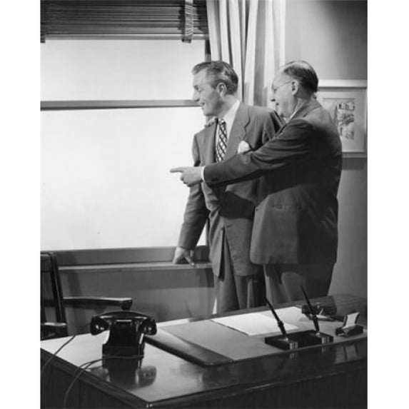 Posterazzi SAL25547995 Businessman & Farmer Looking Through Window Poster Print - 18 x 24 in.