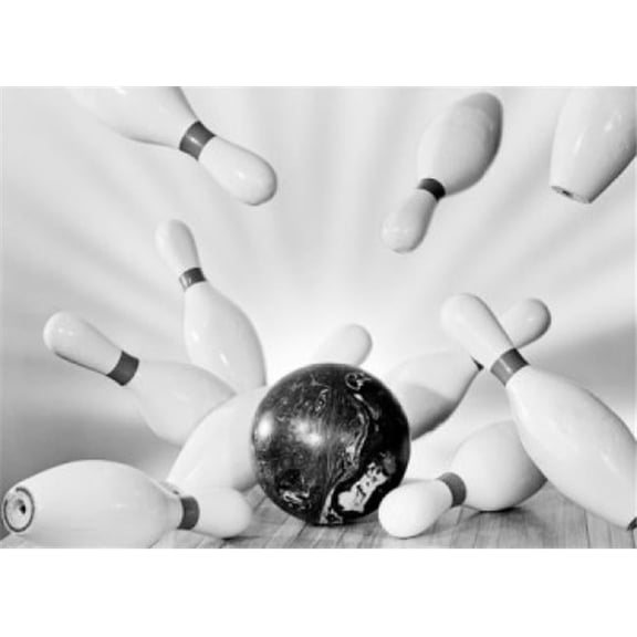 Posterazzi SAL25550078A Bowling Ball Hitting Pins Poster Print - 18 x 24 in.