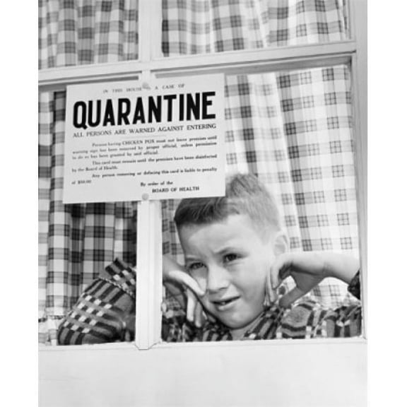 Posterazzi SAL2557164 Close-Up of a Quarantined Boy with Chicken Pox Looking Outside From a Window Poster Print - 18 x 24 in.
