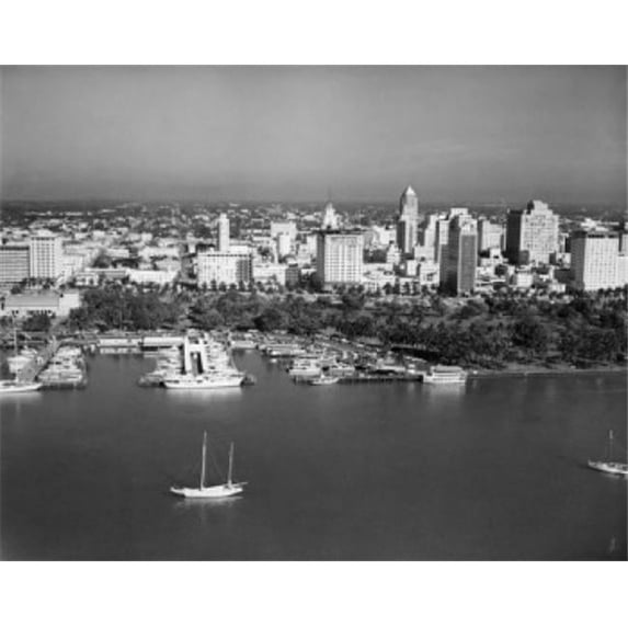 Posterazzi SAL2558650 USA Florida Miami Boats Docked in Harbor Poster Print - 18 x 24 in.