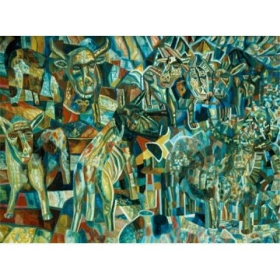 Posterazzi SAL261402 The Animals II by Pavel Nikolaevic Filonov oil on Canvas 1930 1883-1941 Russia St Petersburg State Russian Museum Poster Print