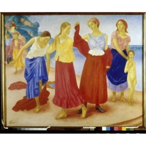 Posterazzi SAL261827 Young Women at Volga 1915 Kuz ma Sergeevi Petrov-Vodkin 1878-1939 Russian Tretyakov Gallery Moscow Print - 18 x 24 in.