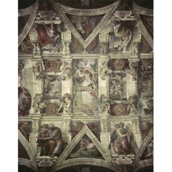 Posterazzi SAL2621539 Sacrifice of Noah Expulsion Creation of Eve Michelangelo Buonarroti 1475-1564 Italian Fresco Sistine Chapel - 18 x 24 in.