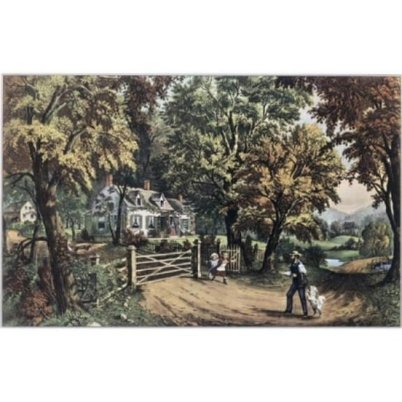 Posterazzi SAL3803329905 Home Sweet Home Ca. 1869 Currier & Ives Active 1857-1907 American Poster Print - 18 x 24 in.