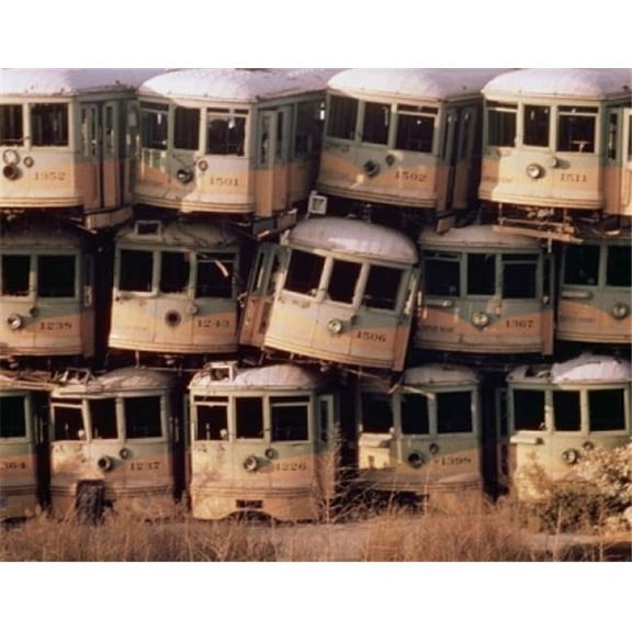 Posterazzi SAL3807470330 Close-Up of a Heap of Damaged Trains at a Junkyard Poster Print - 18 x 24 in.