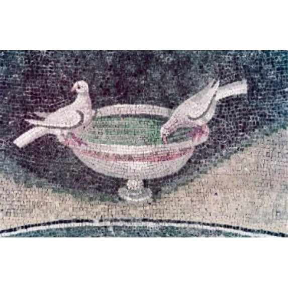 Posterazzi SAL900103529 Birds & Bird Bath Artist Unknown Mosaic Italy Ravenna Mausoleum of Galla Placidia Poster Print - 18 x 24 in.
