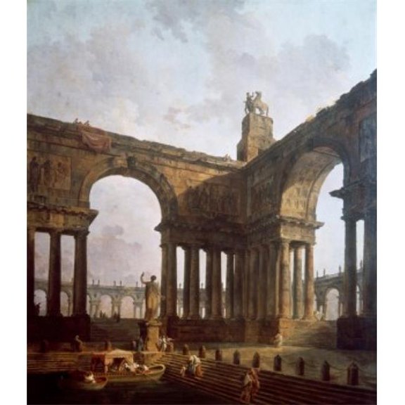 Posterazzi SAL900105356 Landing Place by Hubert Robert 1733-1808 Poster Print - 18 x 24 in.