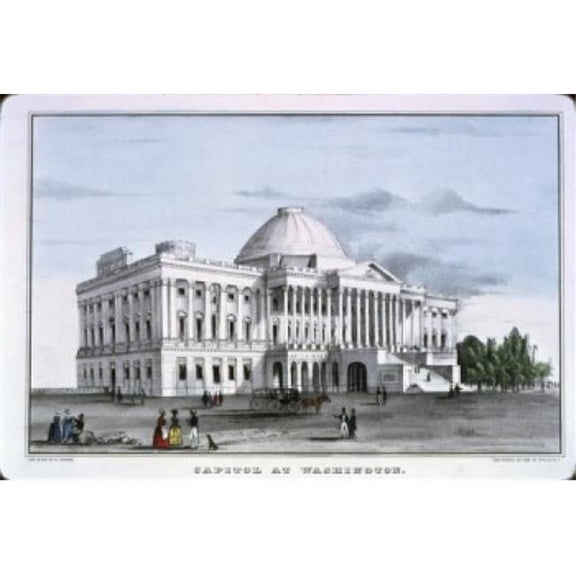 Posterazzi SAL9001212 Capitol at Washington Currier & Ives Active 1857-1907 American Color Lithograph Library of Congress Washington - 18 x 24 in.