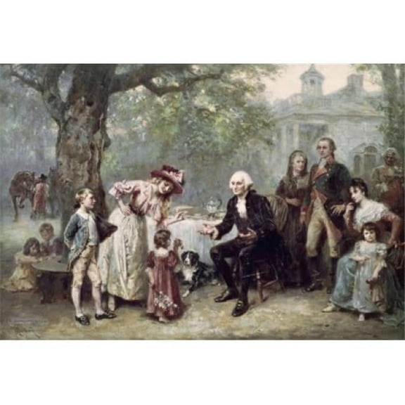 Posterazzi SAL900122818 Washington & His Family Jean Leon Gerome Ferris 1863-1930 American Poster Print - 18 x 24 in.
