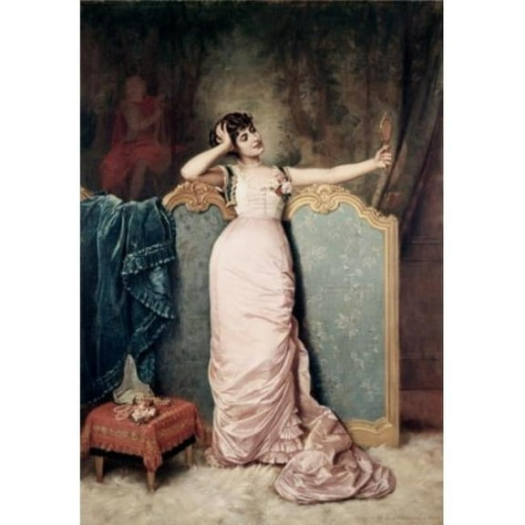 Posterazzi SAL900123571 Admiring Herself Toulmouche Auguste1829-1890 French Poster Print - 18 x 24 in.
