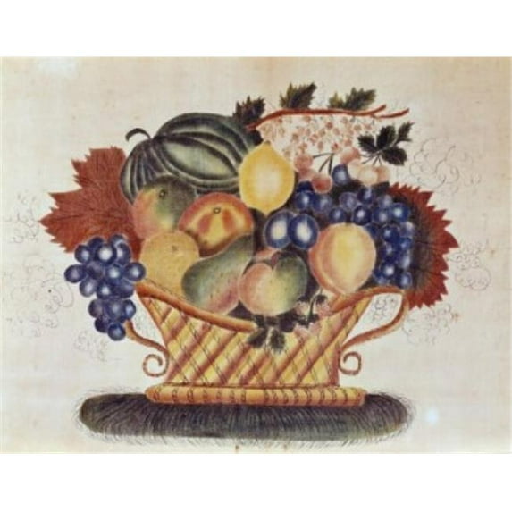 Posterazzi SAL900124789 Fruit-Filled Basket 19th C. Pennsylvania Dutch Artist Unknown Oil on Canvas Poster Print - 18 x 24 in.