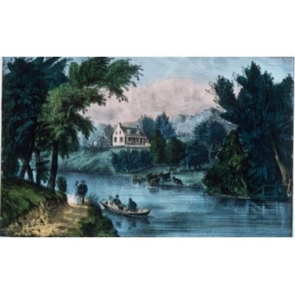 Posterazzi SAL9001267 The River Side Currier & Ives Color Lithograph 1857-1907 USA Washington Dc Library of Congress Print - 18 x 24 in.