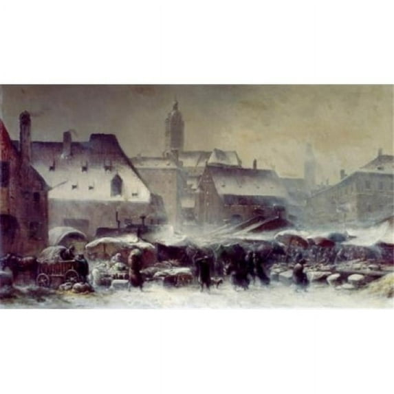Posterazzi SAL900128846 Marketplace in Munich Winter by Anton Doll 1826-1887 Poster Print - 18 x 24 in.