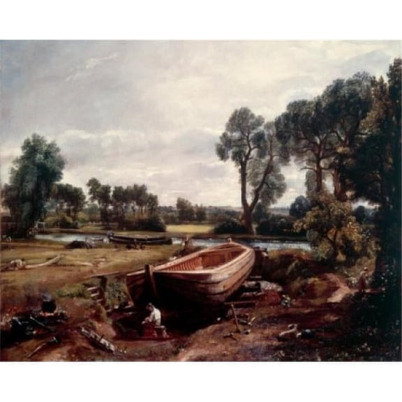 Posterazzi SAL900137629 Boat Building Near Flatford Mill by John Constable Oil on Canvas 1814 1776-1837 UK England London Victoria & - 18 x 24 in.