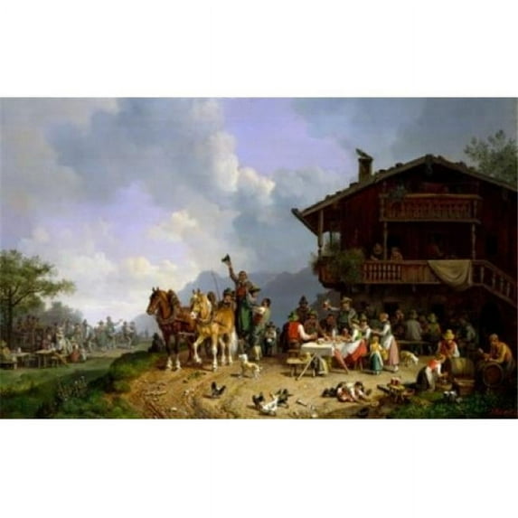 Posterazzi SAL900142508 Bavarian Peasants Outside a Tavern Heinrich Burkel 1802-1869 German Poster Print - 18 x 24 in.
