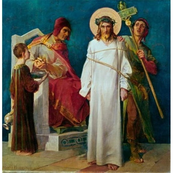 Posterazzi SAL900290 Jesus Condemned to Die 1stStation of the Cross 1898 Martin Feuerstein 1856-1931 French Saint Anna Church - 18 x 24 in.