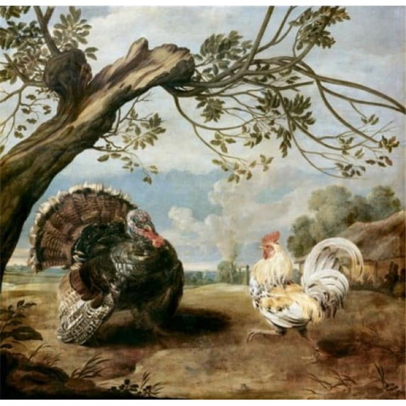 Posterazzi SAL9003353 Cock & Turkey Paul De Vos 1593-1678 Flemish Poster Print - 18 x 24 in.